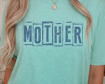 Mother Comfort Colors Tee, Retro Block Letter Distressed Mother Shirt, Mother's Day Gift, Mama to be Tee 26