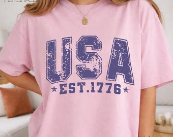 USA Est 1776 Vintage America 4th of July Patriotic USA Retro 1776 Independence Day Comfort Colors 250 Anniversary Adult tee 7