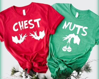 Chest Nuts Couples Matching Shirts, Christmas Humor, Family Holiday Funny Saying Tee, Couple Shirts, Christmas Party t-shirt 3
