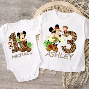 Safari Birthday Boy/Girl Shirts, Disney Safari Vacation Shirts, Custom Animal Kingdom Shirts, Mickey and Friends Disney Safari shirts. 33