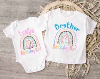 Custom Family Rainbow Birthday Shirts, Rainbow Matching Shirts, Rainbow Shirt, Personalized Birthday Shirt, Family Rainbow Shirt BG30