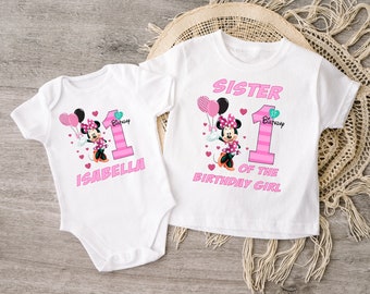 Minnie Mouse 1st Birthday Girl Shirt, Custom Disney Theme Family Shirts, Minnie Birthday Girl Tee, Cute Girl Minnie tee, 9