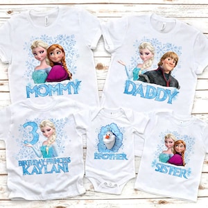 Frozen Birthday Princess Shirts, Elsa Birthday Shirts, Frozen Custom Shirts, Disney Frozen Personalized Tee, Frozen Family Party shirts 12
