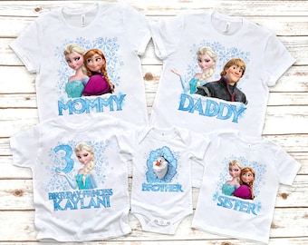 Frozen Birthday Princess Shirts, Elsa Birthday Shirts, Frozen Custom Shirts, Disney Frozen Personalized Tee, Frozen Family Party shirts 12