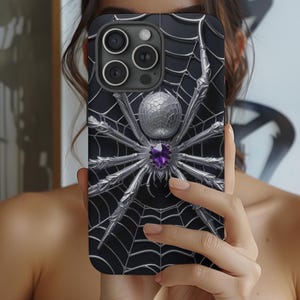 Gothic Spider Gemstone Phone Case: Elegant Protective Cover