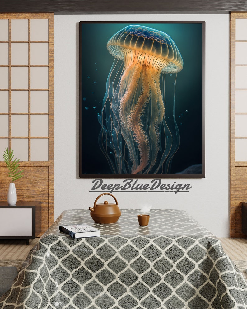 Jellyfish Wall Art Jellyfish Printable Art Digital Gift Etsy
