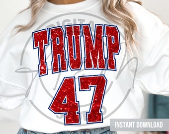 Faux Glitter Red Trump 2024 PNG for Sublimation or DTF, Campaign