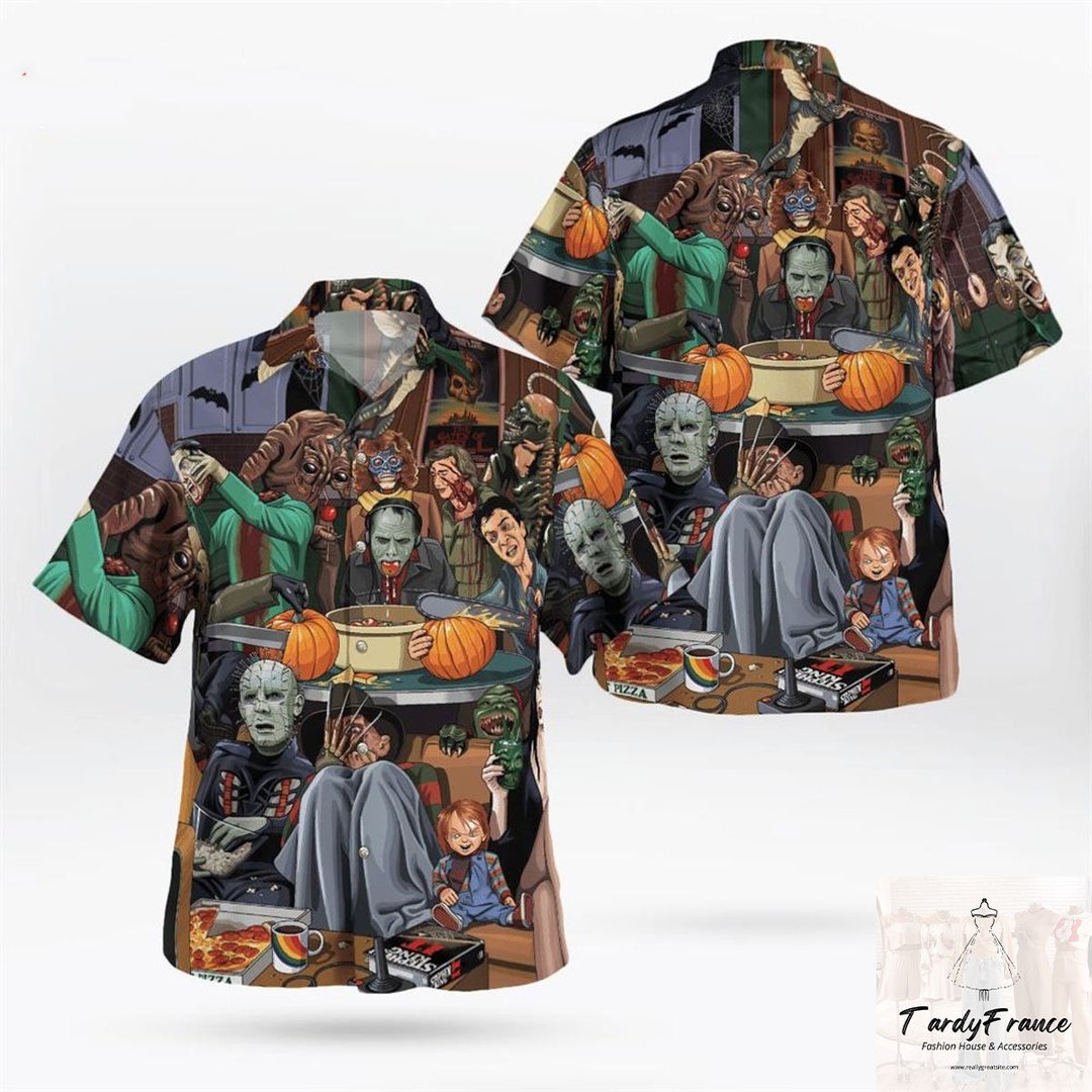 Horror Movie Hawaii Shirt Horror Movie Button Down Shirt Etsy