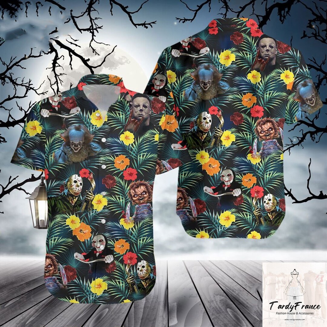 Horror Movie Hawaii Shirt Horror Movie Button Down Shirt Etsy