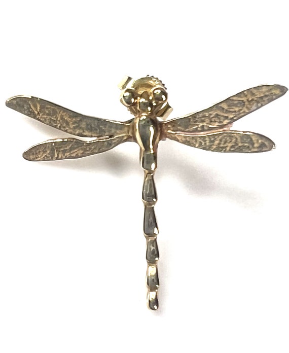 Solid 14k Gold Dragonfly Earrings - image 4