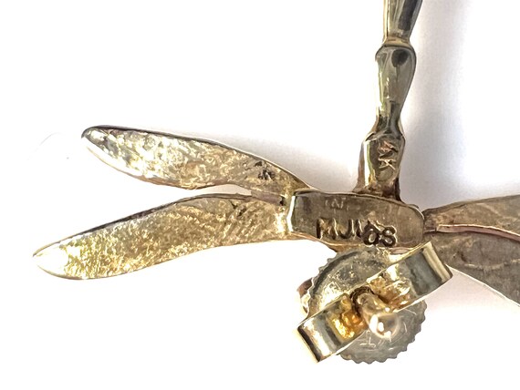 Solid 14k Gold Dragonfly Earrings - image 7