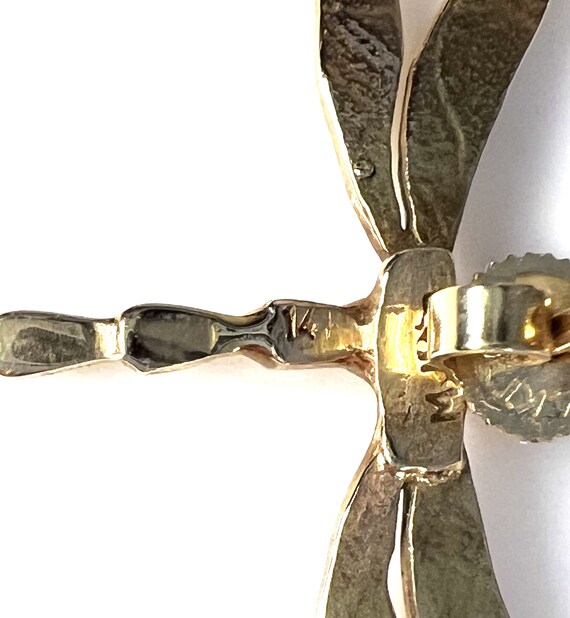Solid 14k Gold Dragonfly Earrings - image 8
