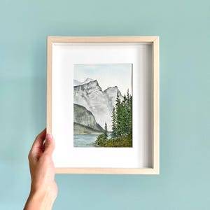 Peinture de Moraine Lake, peinture de Banff, peinture des Rocheuses canadiennes, peinture aquarelle originale de paysage, art de l'aquarelle, 5 x 8 po (13 x 20 cm)
