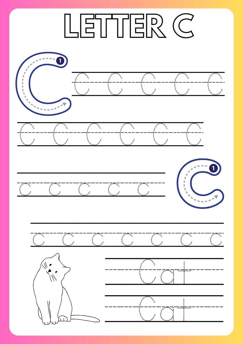 Tracing Alphabets Worksheets. 26-pages. Word Examples for Each Letter ...