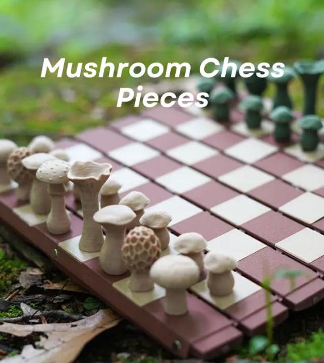 Enchanted Log Roll-up Chess and Checkers Set With Mushroom and Acorn ...