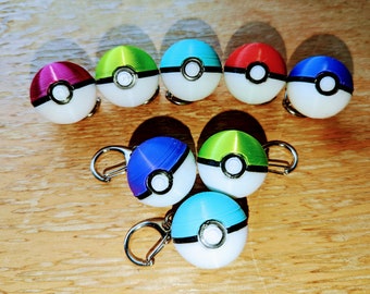 3D Printed Pokeball Keychain Cosplay, Party Favors, Custom Order.