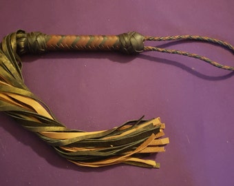 Brown & Antiqued Black Leather Flogger