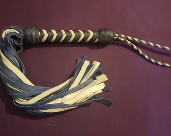 Dark Blue & White Leather Flogger