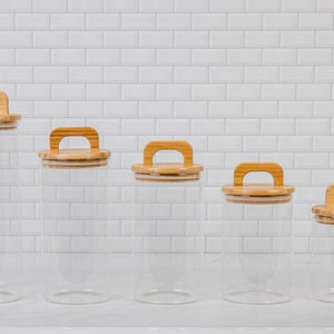 Bamboo Handled Jars/ Bamboo Jars/ Kitchen Jars/ Kitchen Organisation/ Easy to wash/ Dishwasher Safe/ Food safe