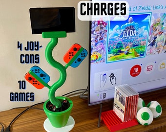 Nintendo Switch Plant Stand Charging Station Tiktok, Switch Dock Holder, Video Game Display Stand, Gift for Son, Daughter, 3D Printed