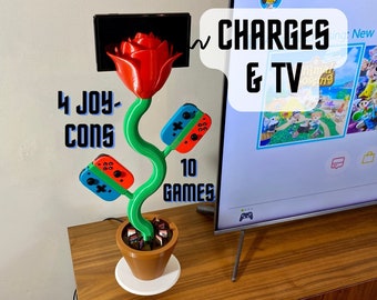 Nintendo Switch Plant Stand Flower Charging Station Tiktok, Rose Switch Dock Holder, Tall Plant, Video Game Display Stand, 3D Printed