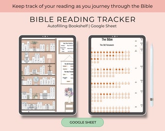 Bibellese-Tracker | Katholisch | Google Sheet | Digitaler Tracker | Bibel Bücherregal