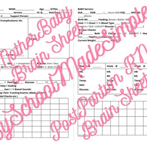 Postpartum / Mother Baby RN Brain Sheet
