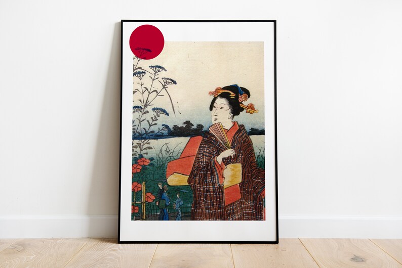 SET of 5 Geishas of Japan Original Japanese Paintings Asian Wall Art
