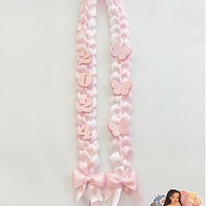 Coquette 2024 Graduation Lei, Senior Night Gift, Graduate Keepsake, College Grad, Hawaiian Ribbon Lei