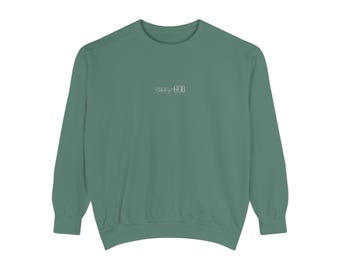 tiny text coral sweatshirt | minimalist embroidered script center chest