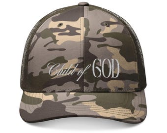 Child of God Camouflage Trucker Hat | Embroidered Camo Cap
