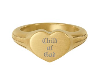 Child of God heart signet ring | stainless steel engraved