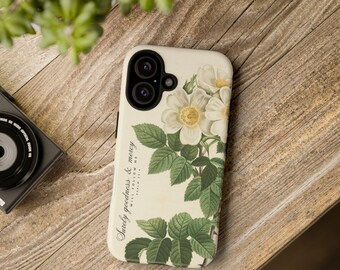 Vintage White Rose Illustration Phone Case | Tough Case
