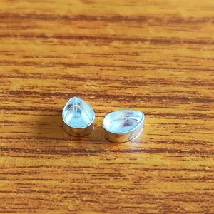 Copa de bisel liso de plata de ley 925, cierre de copa de pera en blanco, ajuste para hacer pinza de 6x4 MM a 14x21 MM, suministros de joyería DIY