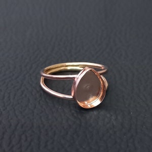 925 Sterling Silver Pear Ring, ROSE Gold Plated Double Wire Design Bezel Cup Close Blank Ring, Setting For Making Ring 6x4 MM To 14x21 MM