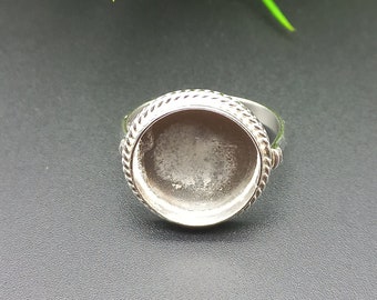 925 Sterling Silver Collet Ring, Adjustable Designer Bezel Cup Round Close Blank Setting For Making Ring 3 MM To 40 MM, DIY Jewelry Supplies