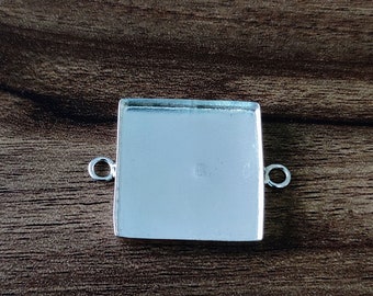 純度925スターリングシルバー製スクエアベゼルコネクター、DIYジュエリー用（3 x 3 mm ～ 40 x 40 mm）