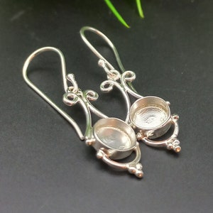 925 Sterling Silver New Design Collet Round Bezel Cup Close Blank Earring, Setting For Making Earring 3x3 To 40x40 MM, DIY Jewelry Supplies