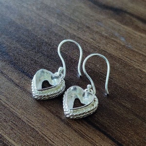 Örhänge i massivt 925 sterlingsilver med hjärtformad bezel, gör-det-själv-smyckestillbehör (3 mm-40 mm)