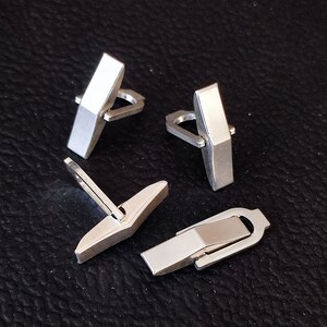 925 Sterling Silver Cufflink - Cuff Hooks - French Cufflink Hook - Setting For Making - DIY Jewelry Supplies - 24x7.5 MM Cufflink Findings