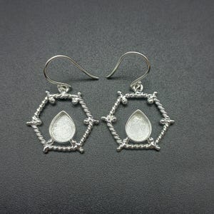 925 Sterling Silver Pear Earring, Bezel Cup Close Blank Pear Dangle Earring, Setting For Making Earring 6x4 MM To 14x21 MM, DIY Jewelry