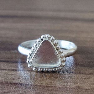 925 Sterling Silver Trillion Ring, Beaded Bezel Cup Close Blank Ring, Setting For Making Ring 3x3 MM To 40x40 MM, DIY Jewelry Supplies