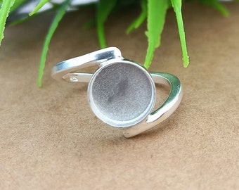 925 Sterling Silver Plain Bezel Cup Round Close Blank Collet Ring, Setting For Making Ring 3X3 MM To 40X40 MM, Dainty Ring, Empty Jewelry