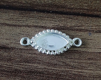 純度925スターリングシルバー製マーキーズベゼルコネクター、ビーズセッティング（3×5mm～12×24mm）