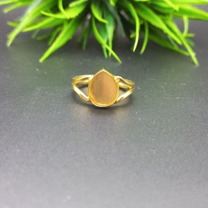 925 Sterling Silver Pear Ring, Gold Plated Double Wire Close Blank Ring, Setting For Making Ring 6x4 MM To 14x21 MM, Dainty Ring, DIY