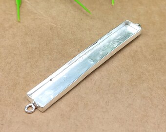 純度925スターリングシルバー製長方形ベゼルコネクター、DIYジュエリー用品（4 x 12 mm～10 x 30 mm）