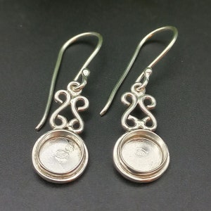 925 Sterling Silver New Design Collet Round Bezel Cup Close Blank Earring, Setting For Making Earring 3x3 To 40x40 MM, DIY Jewelry Supplies