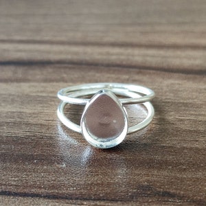 925 Sterling Silver Pear Ring, Double Wire Design Bezel Cup Close Blank Ring, Setting For Making Ring 6x4 MM To 14x21 MM, DIY Jewelry