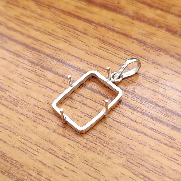 925 Sterling Silver Collet Octagon Plain Prong Cup Open Blank Pendant, Réglage pour la fabrication de pendentifs 6X4 MM à 15X20 MM, Fournitures de bijoux à bricoler soi-même