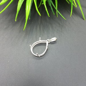 925 Sterling Silver Collet Pear Pendant, Double Collet Prong Cup Open Blank Pendant, Setting For Making Pendant 6X4 MM To 14x21 MM, DIY